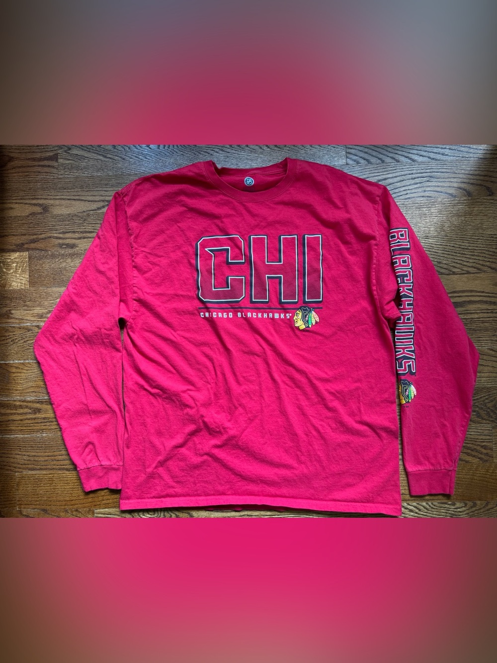 Chicago Blackhawks NHL Men’s 2XL Red Long Sleeve Graphic Tee Hockey